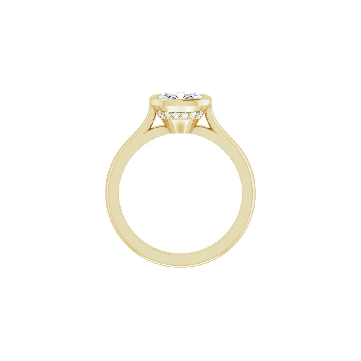 Oval Bezel-Set Hidden Halo-Style Engagement Ring Semi-Mount - gallery - Series 123979