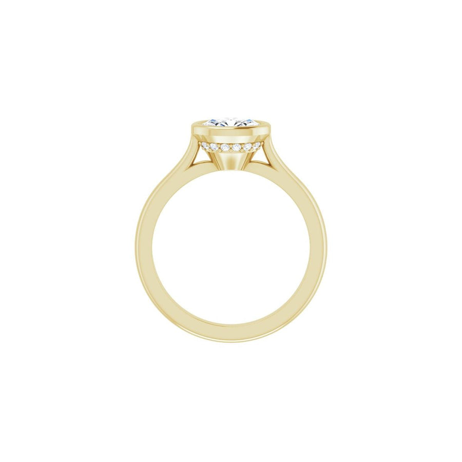 Oval Bezel-Set Hidden Halo-Style Engagement Ring Semi-Mount - gallery - Series 123979