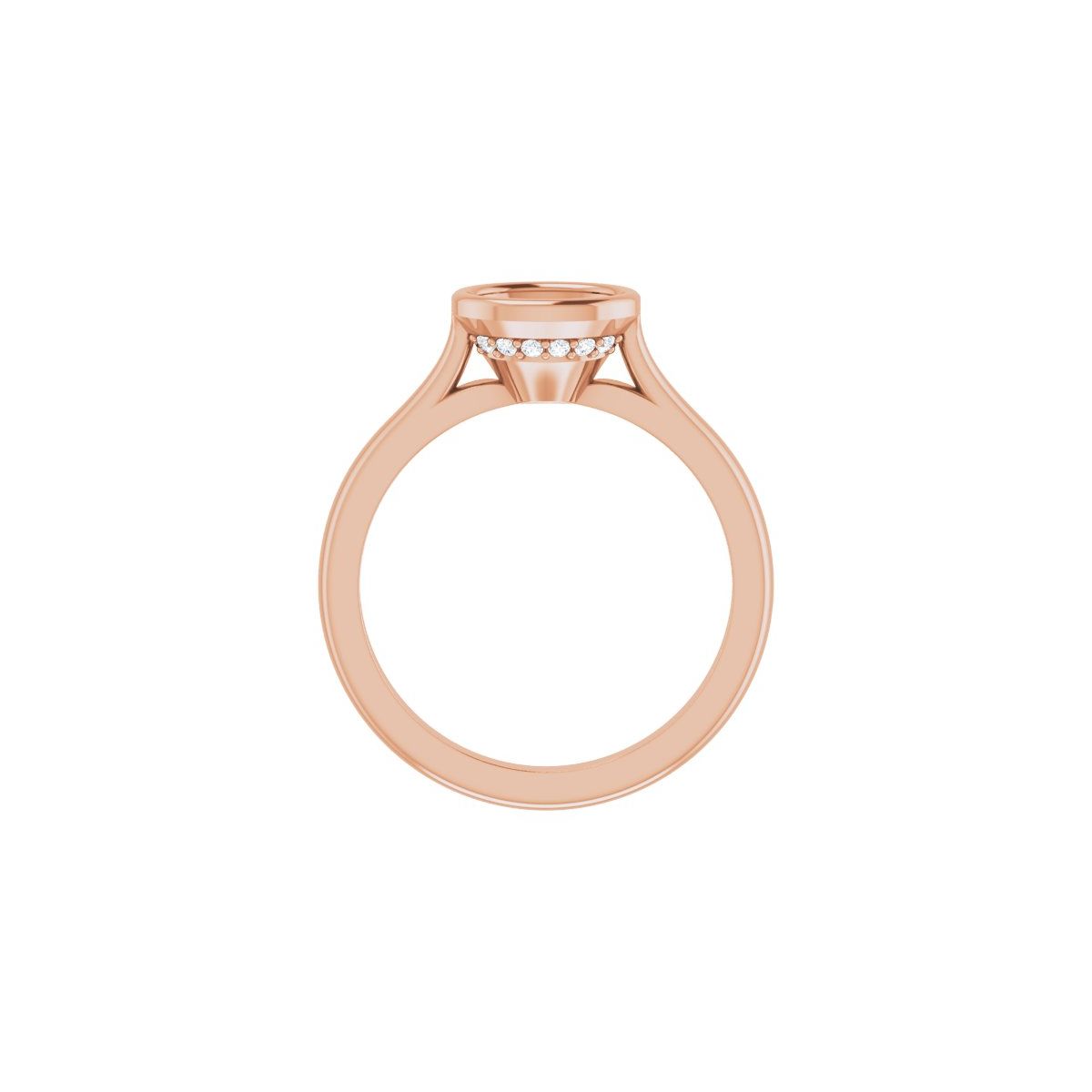 Oval Bezel-Set Hidden Halo-Style Engagement Ring Semi-Mount - gallery - Series 123979
