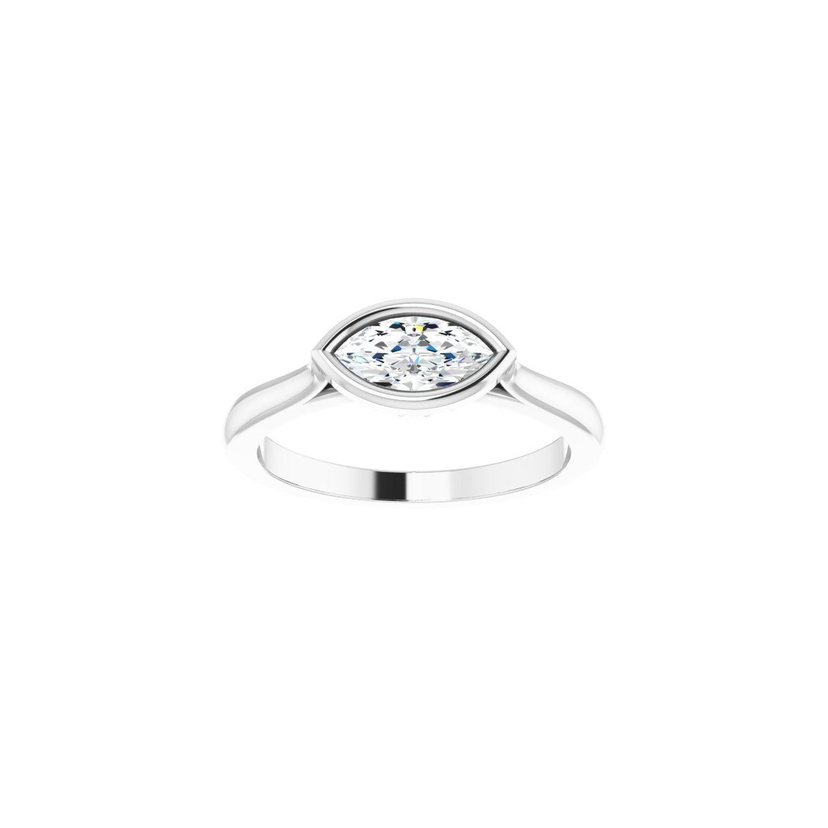 Marquise Bezel-Set Hidden Halo-Style Engagement Ring Semi-Mount - gallery - Series 123979