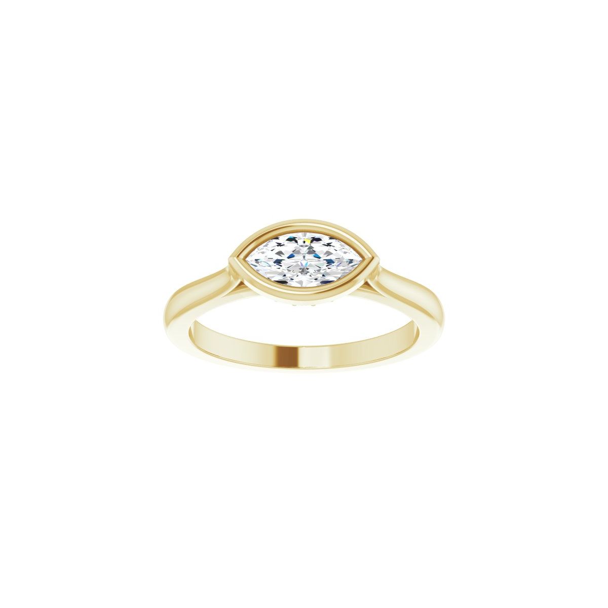 Marquise Bezel-Set Hidden Halo-Style Engagement Ring Semi-Mount - gallery - Series 123979