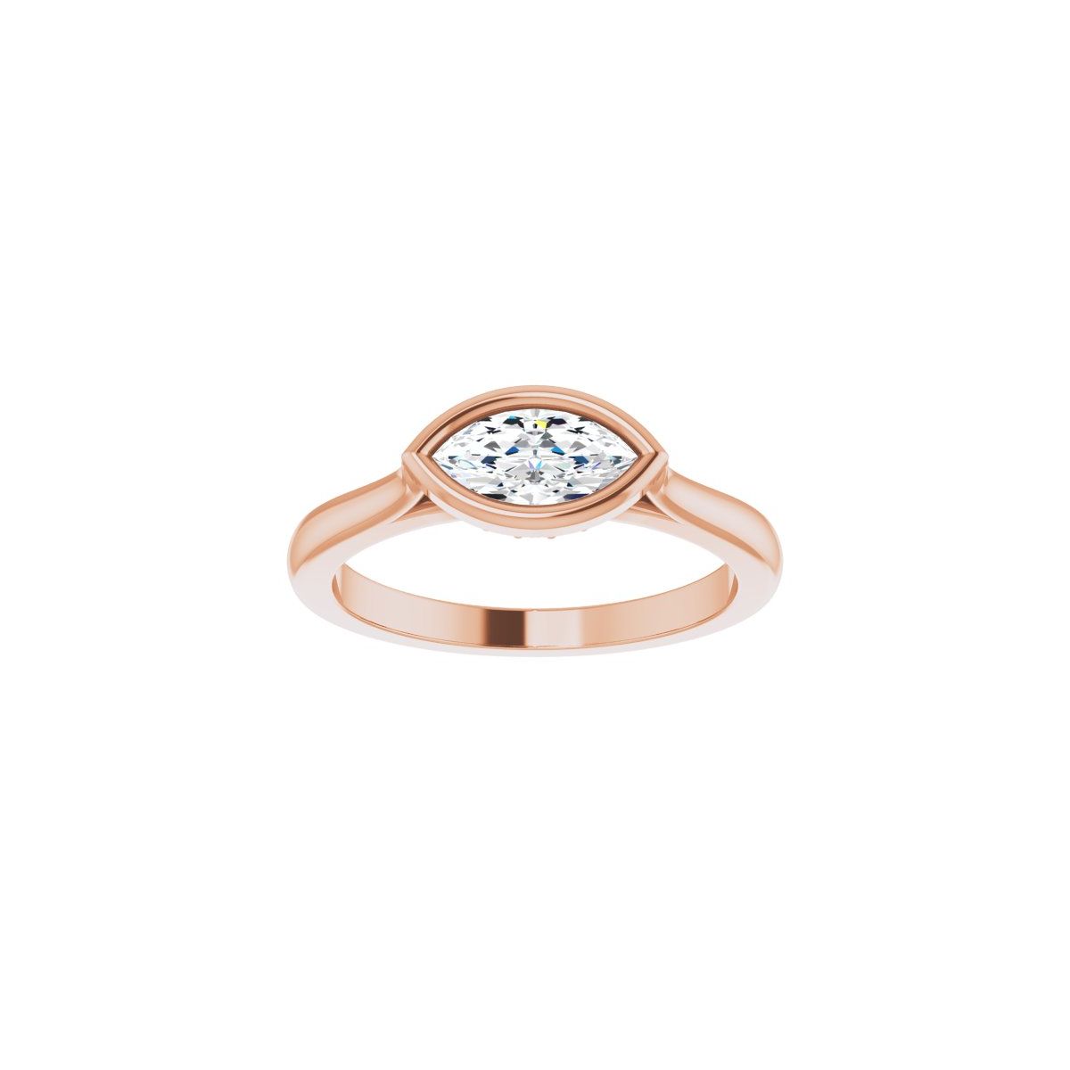 Marquise Bezel-Set Hidden Halo-Style Engagement Ring Semi-Mount - gallery - Series 123979