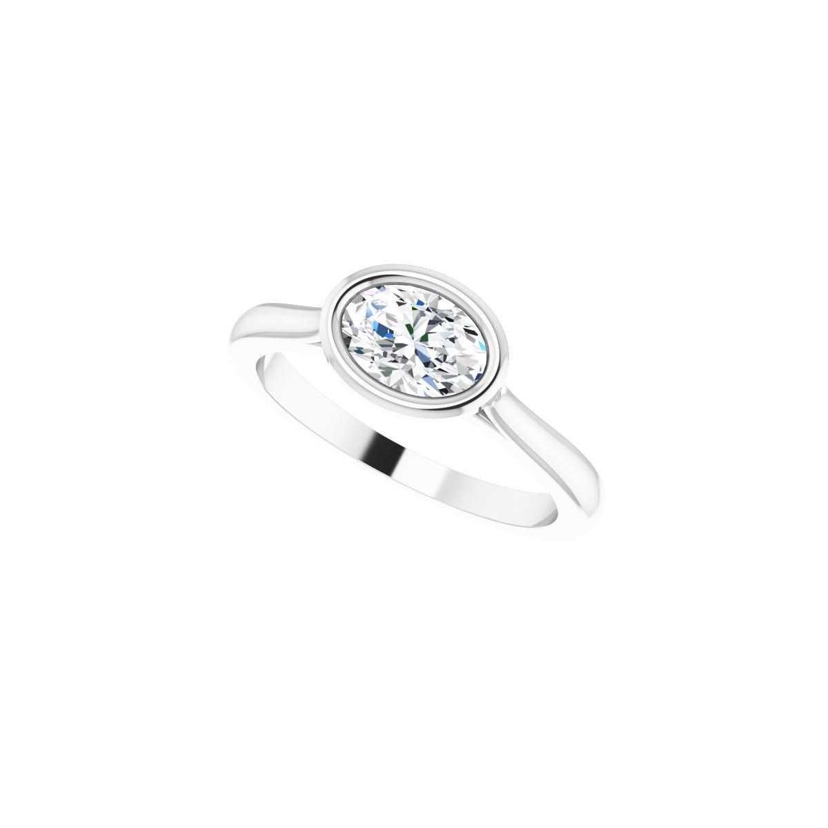 Oval Bezel-Set Hidden Halo-Style Engagement Ring Semi-Mount - gallery - Series 123979