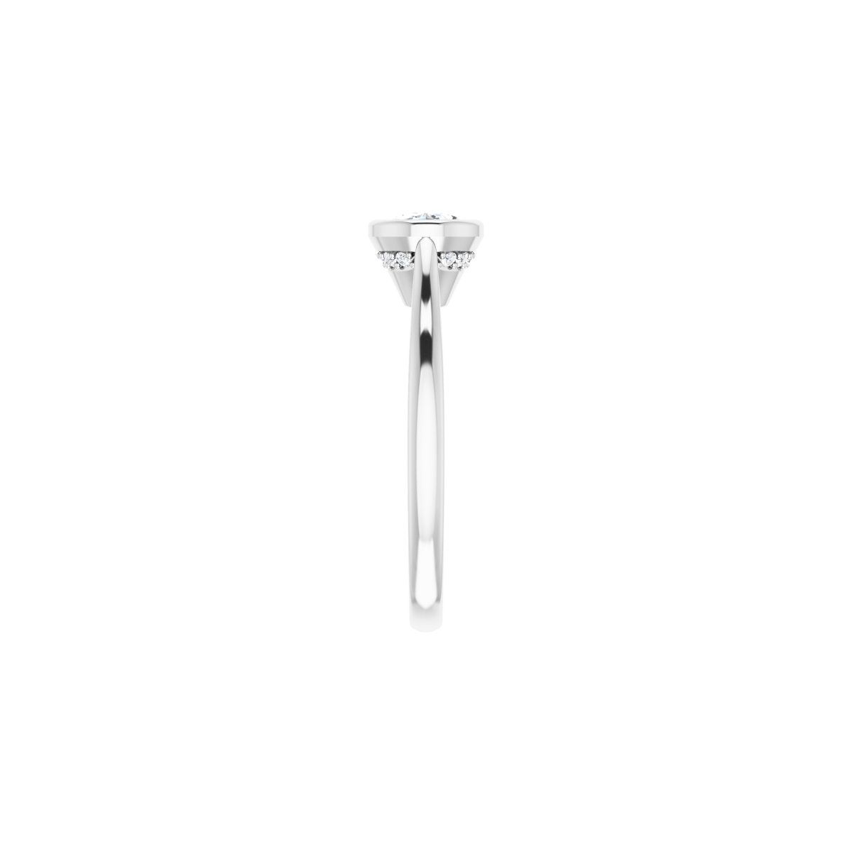Oval Bezel-Set Hidden Halo-Style Engagement Ring Semi-Mount - gallery - Series 123979