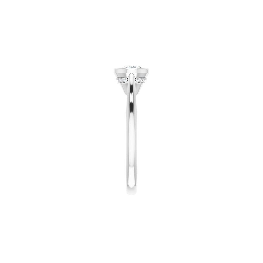Oval Bezel-Set Hidden Halo-Style Engagement Ring Semi-Mount - gallery - Series 123979