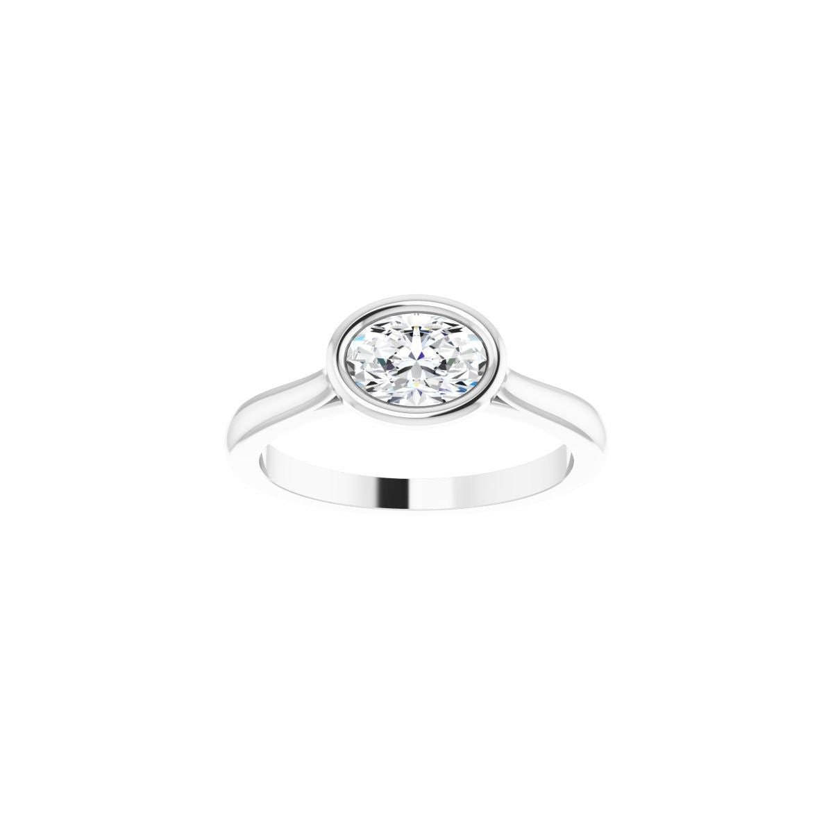 Oval Bezel-Set Hidden Halo-Style Engagement Ring Semi-Mount - gallery - Series 123979
