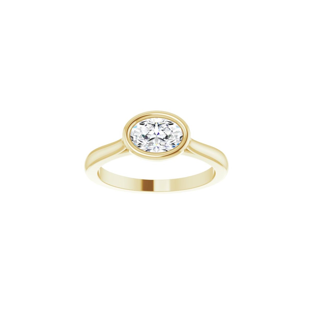 Oval Bezel-Set Hidden Halo-Style Engagement Ring Semi-Mount - gallery - Series 123979
