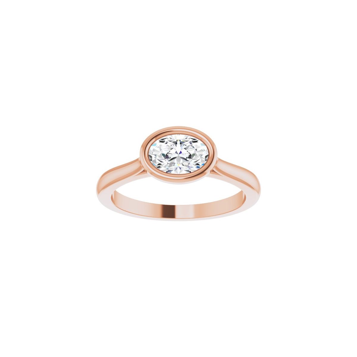 Oval Bezel-Set Hidden Halo-Style Engagement Ring Semi-Mount - gallery - Series 123979