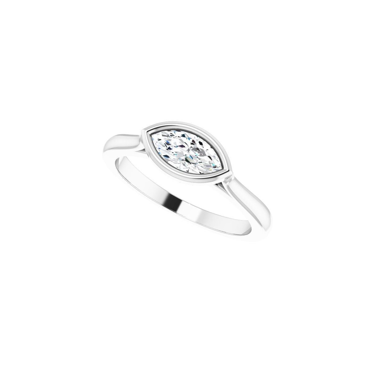 Marquise Bezel-Set Hidden Halo-Style Engagement Ring Semi-Mount - gallery - Series 123979