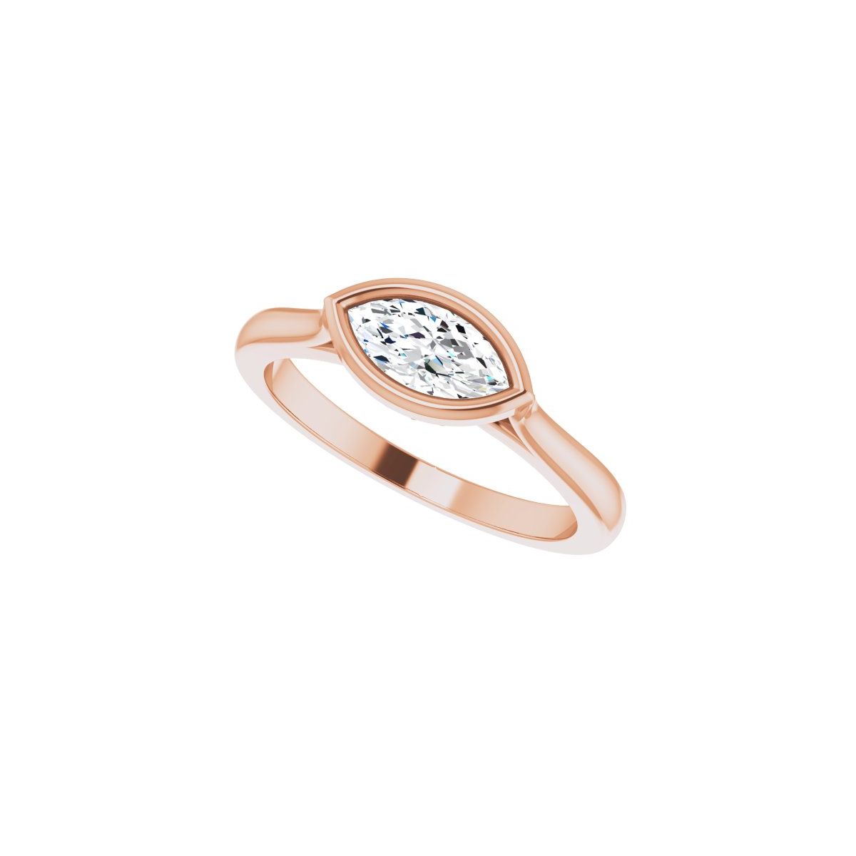 Marquise Bezel-Set Hidden Halo-Style Engagement Ring Semi-Mount - gallery - Series 123979