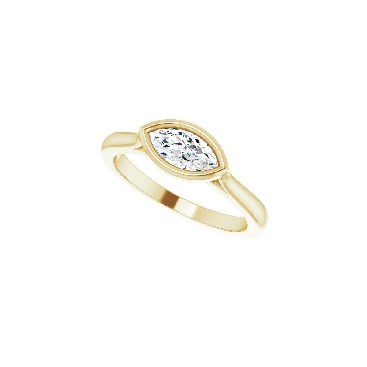 Marquise Bezel-Set Hidden Halo-Style Engagement Ring Semi-Mount - gallery - Series 123979