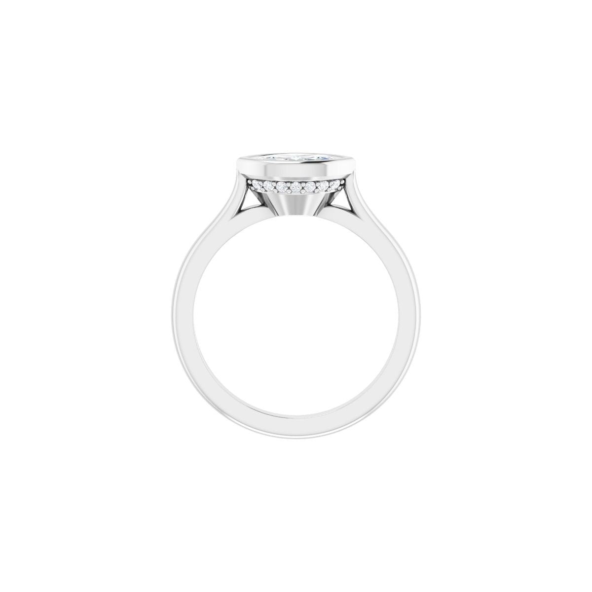 Marquise Bezel-Set Hidden Halo-Style Engagement Ring Semi-Mount - gallery - Series 123979