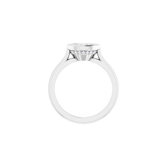 Marquise Bezel-Set Hidden Halo-Style Engagement Ring Semi-Mount - gallery - Series 123979
