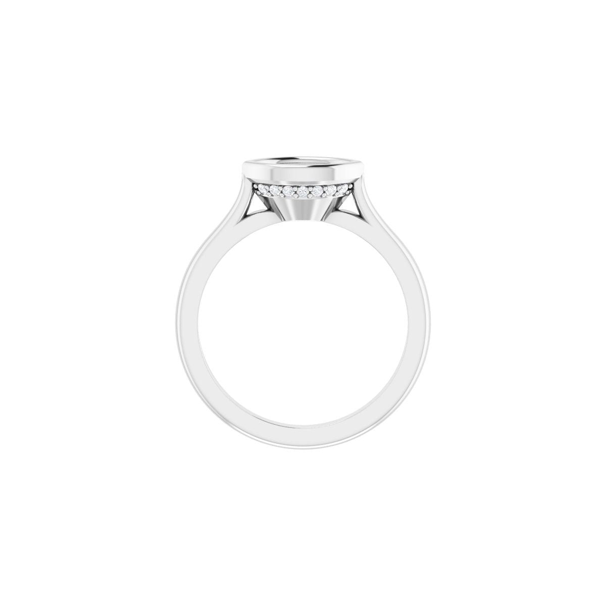 Marquise Bezel-Set Hidden Halo-Style Engagement Ring Semi-Mount - gallery - Series 123979