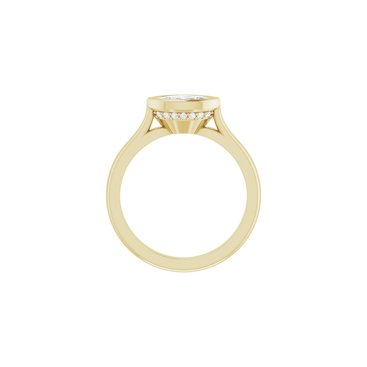 Marquise Bezel-Set Hidden Halo-Style Engagement Ring Semi-Mount - gallery - Series 123979