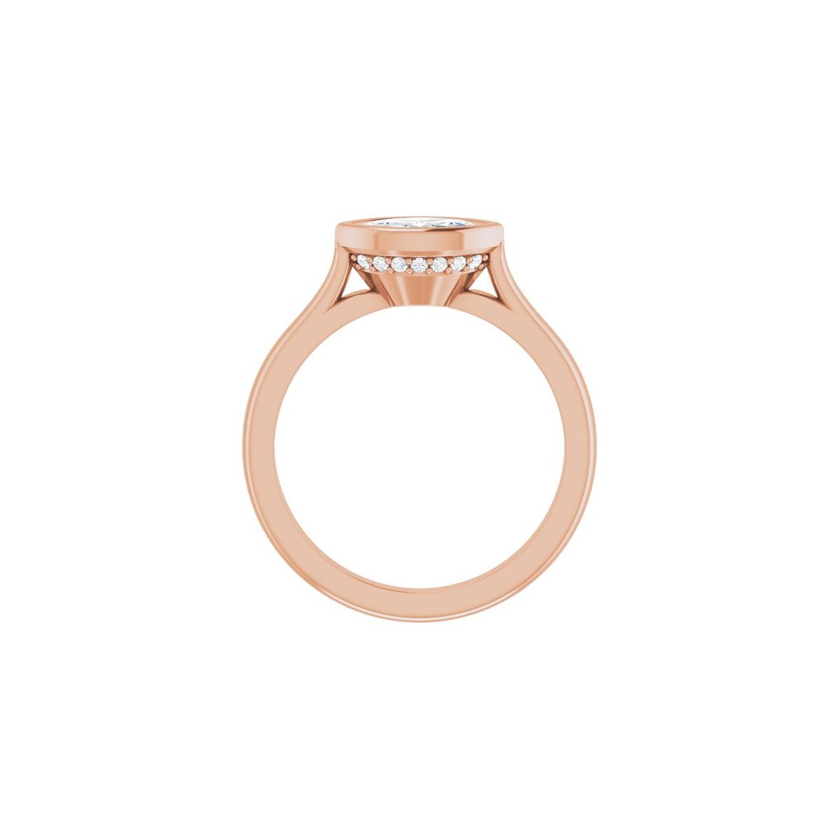 Marquise Bezel-Set Hidden Halo-Style Engagement Ring Semi-Mount - gallery - Series 123979