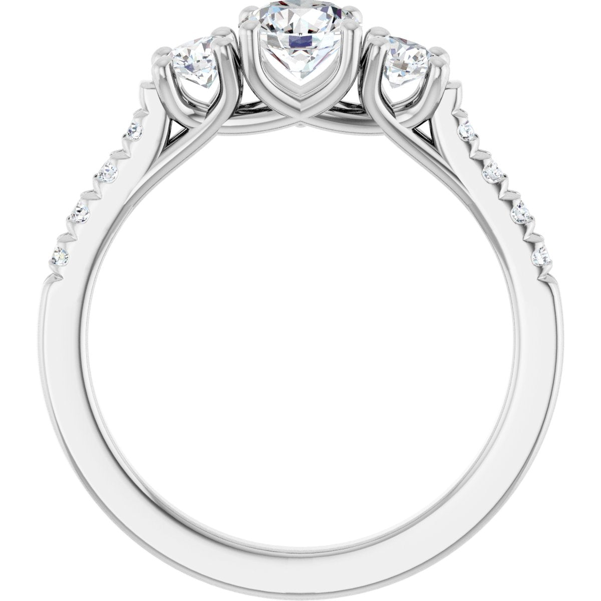 Round Three-Stone Engagement Ring Semi-Mount - gallery - Series 123951