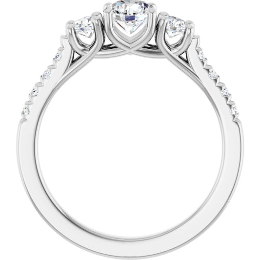 Round Three-Stone Engagement Ring Semi-Mount - gallery - Series 123951