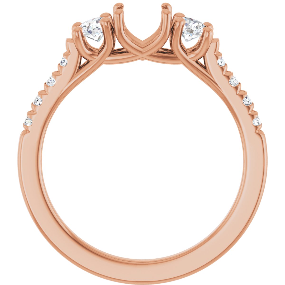 Round Three-Stone Engagement Ring Semi-Mount - gallery - Series 123951