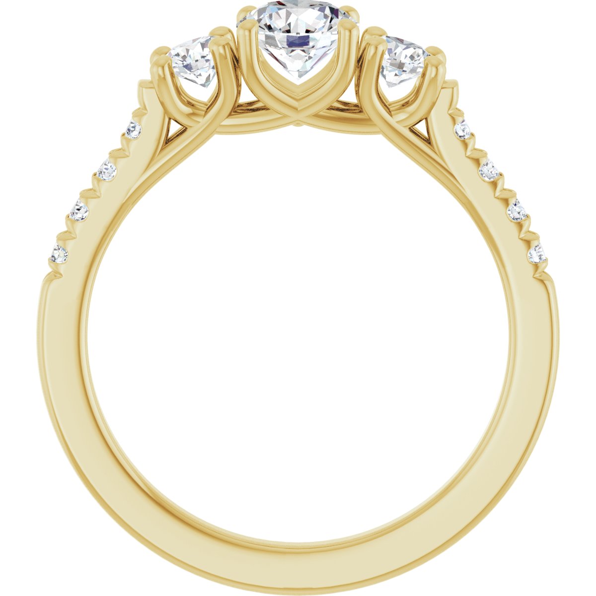 Round Three-Stone Engagement Ring Semi-Mount - gallery - Series 123951