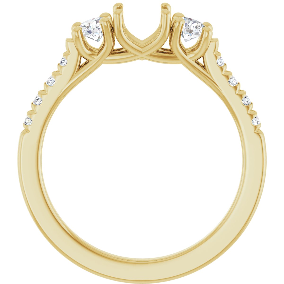 Round Three-Stone Engagement Ring Semi-Mount - gallery - Series 123951