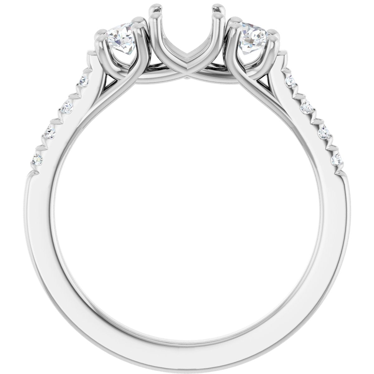 Round Three-Stone Engagement Ring Semi-Mount - gallery - Series 123951