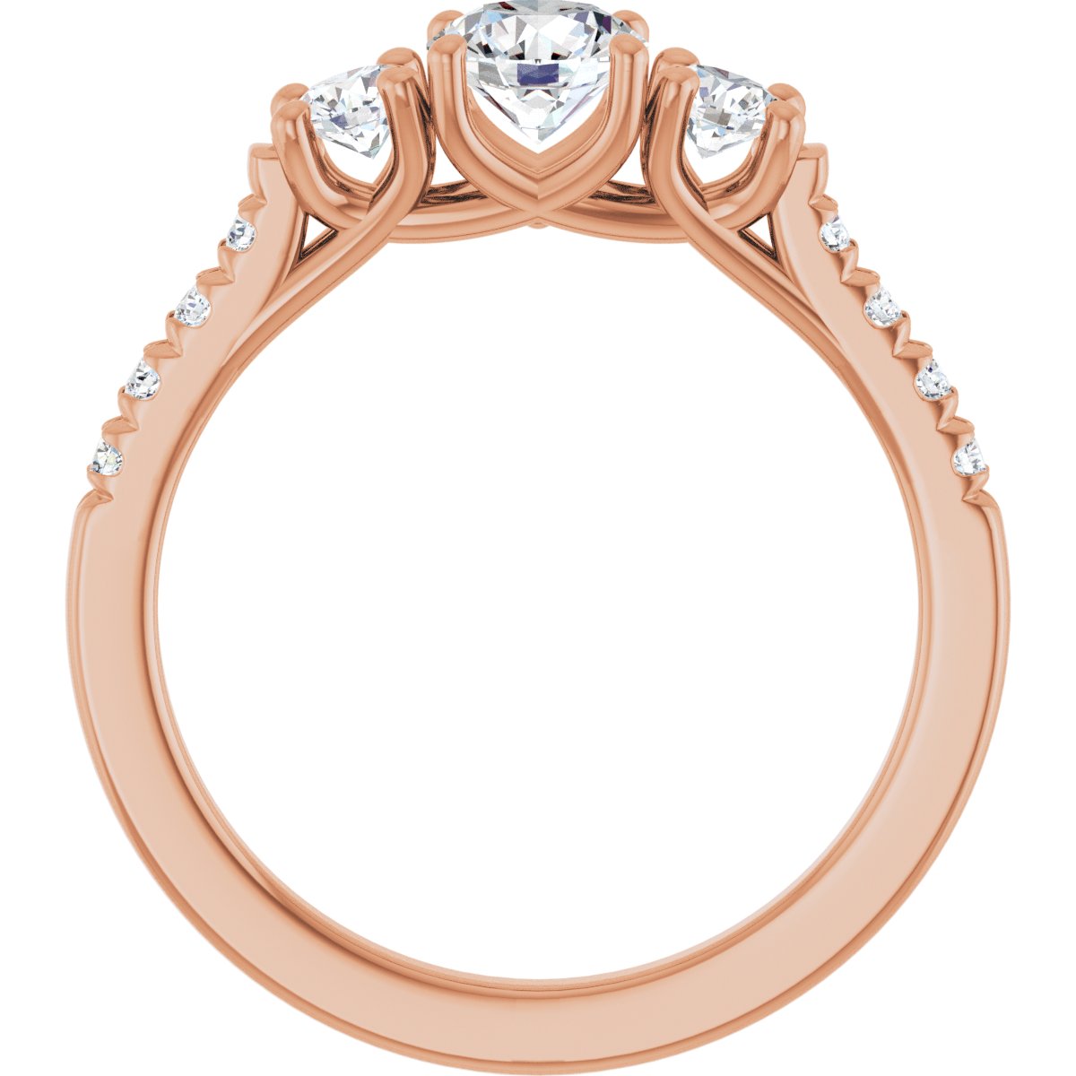 Round Three-Stone Engagement Ring Semi-Mount - gallery - Series 123951