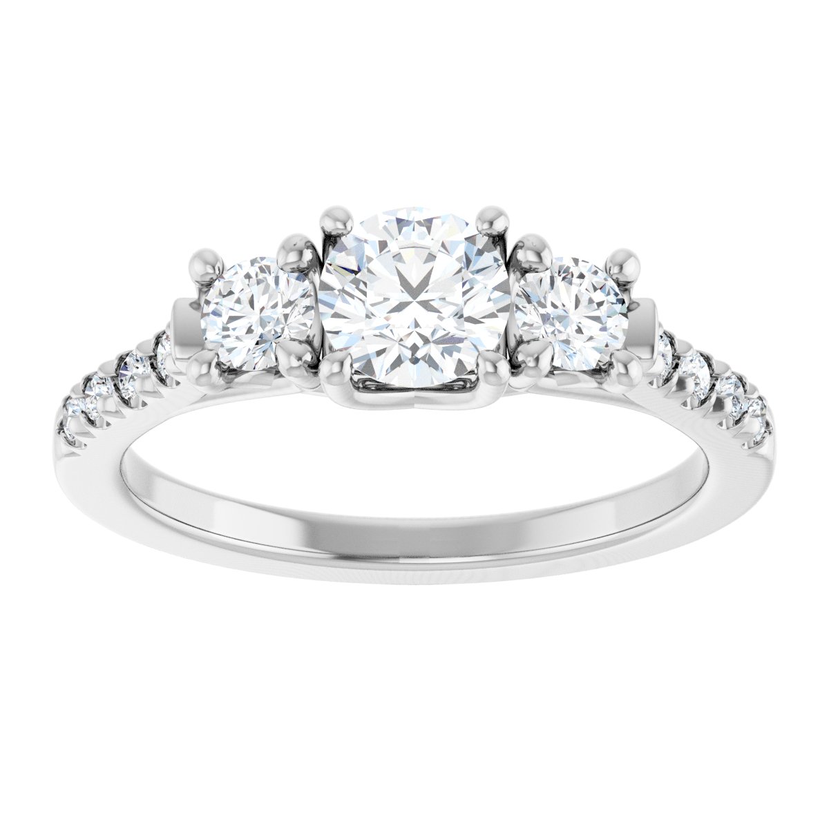 Round Three-Stone Engagement Ring Semi-Mount - gallery - Series 123951