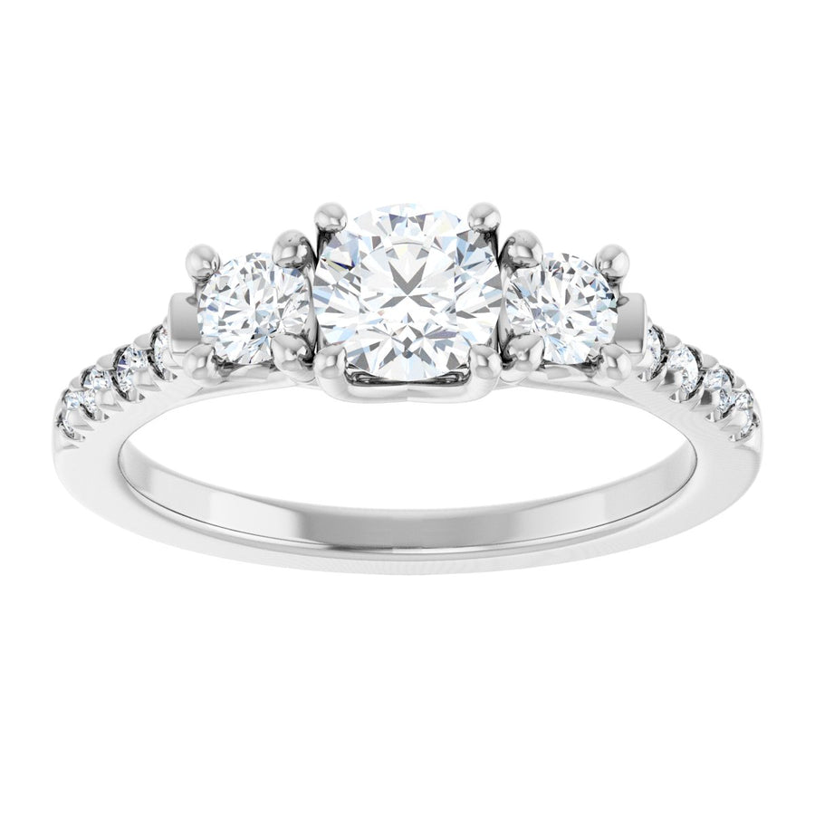 Round Three-Stone Engagement Ring Semi-Mount - gallery - Series 123951