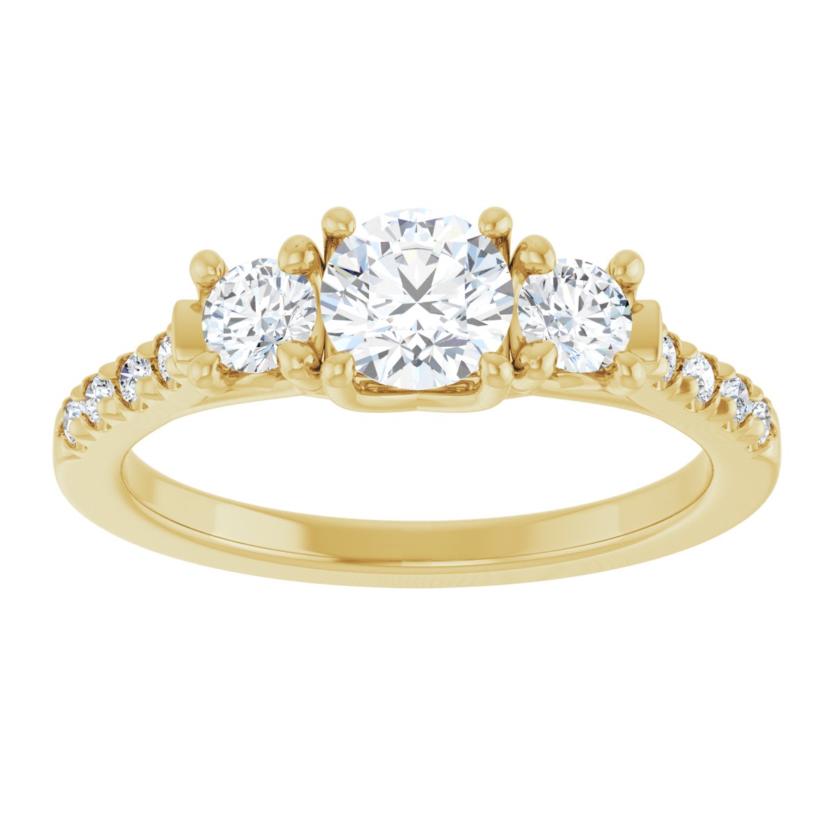 Round Three-Stone Engagement Ring Semi-Mount - gallery - Series 123951