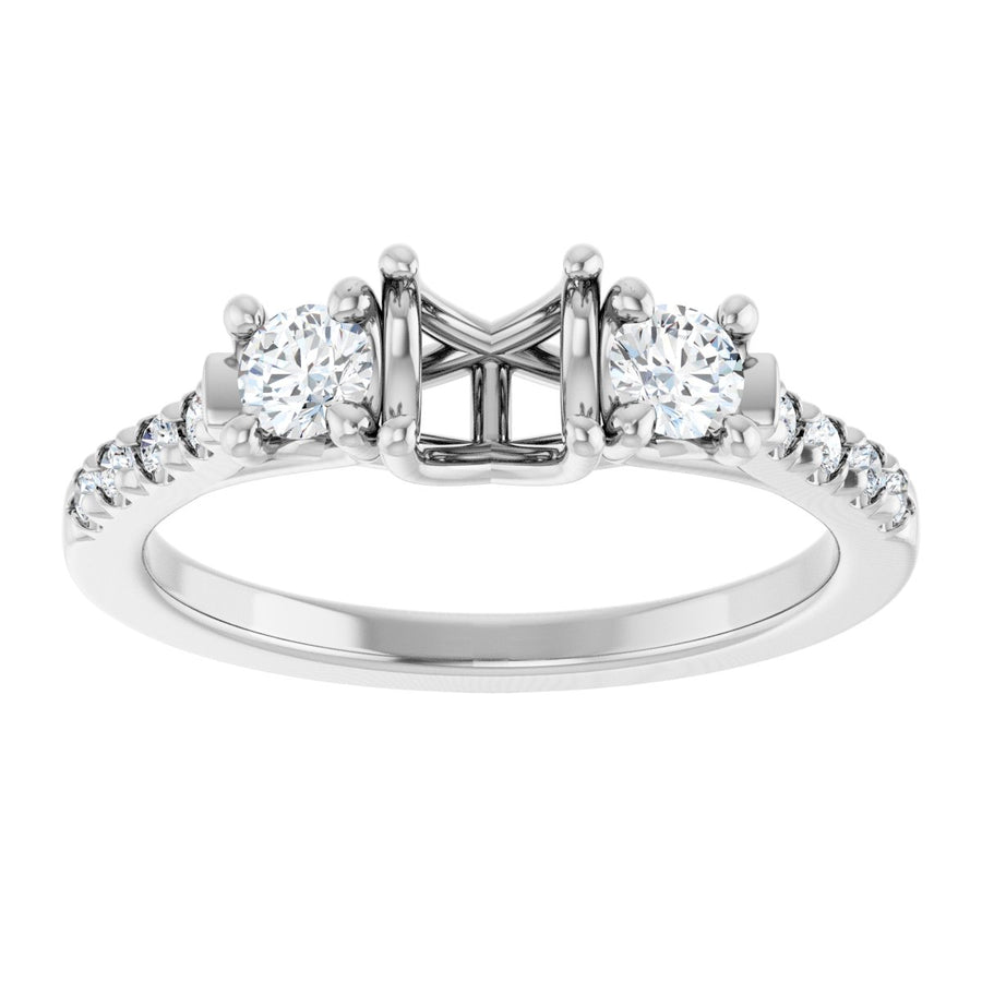 Round Three-Stone Engagement Ring Semi-Mount - gallery - Series 123951