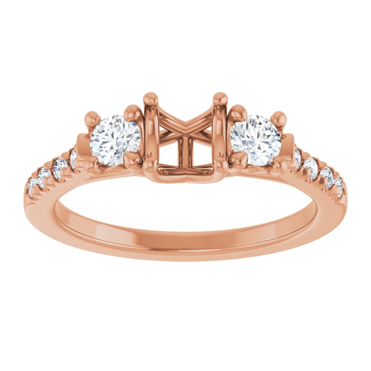 Round Three-Stone Engagement Ring Semi-Mount - gallery - Series 123951