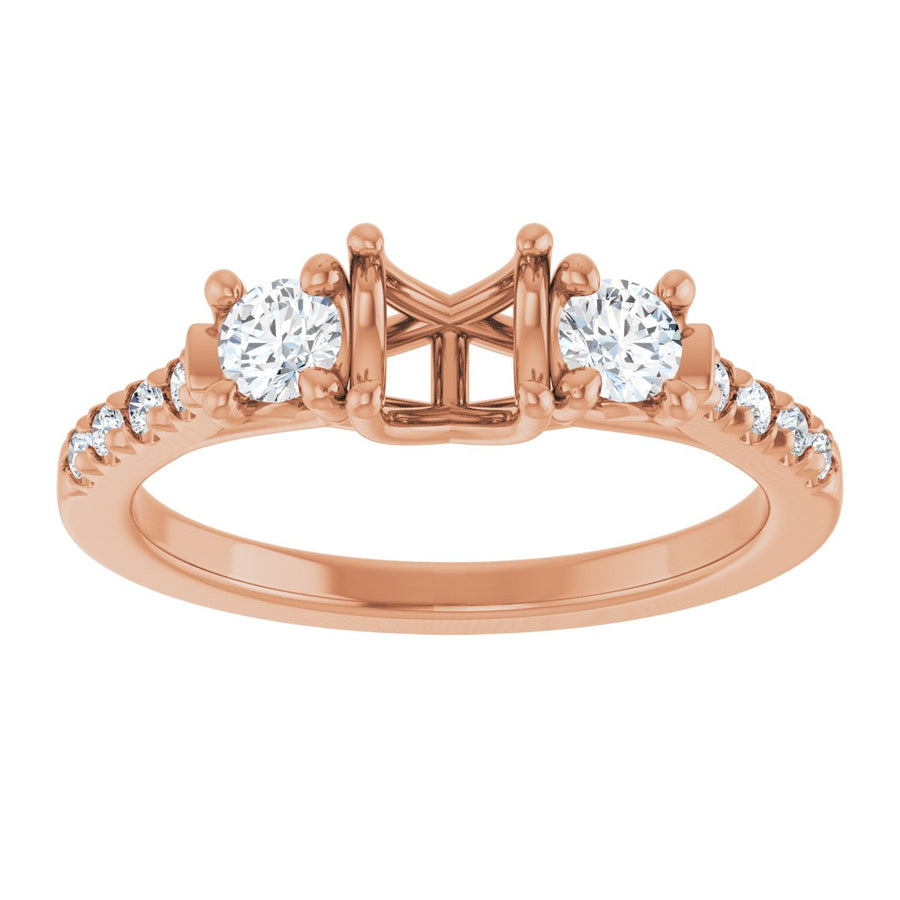 Round Three-Stone Engagement Ring Semi-Mount - gallery - Series 123951