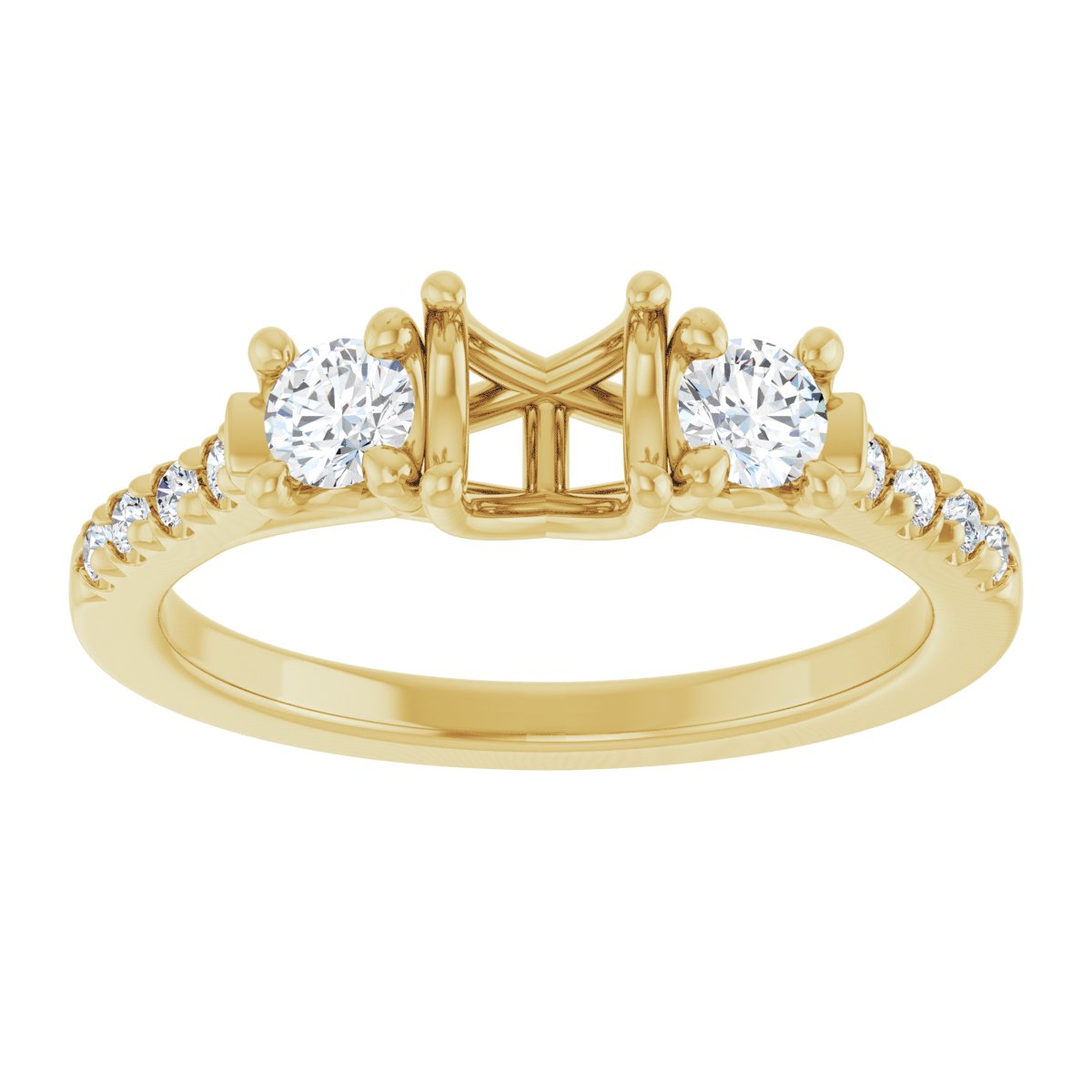 Round Three-Stone Engagement Ring Semi-Mount - gallery - Series 123951