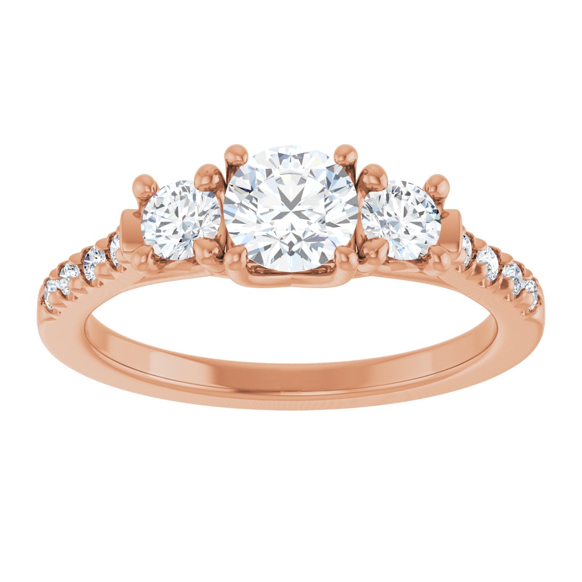 Round Three-Stone Engagement Ring Semi-Mount - gallery - Series 123951