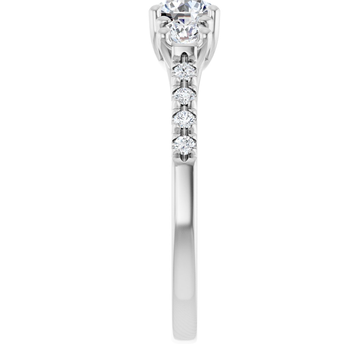 Round Three-Stone Engagement Ring Semi-Mount - gallery - Series 123951