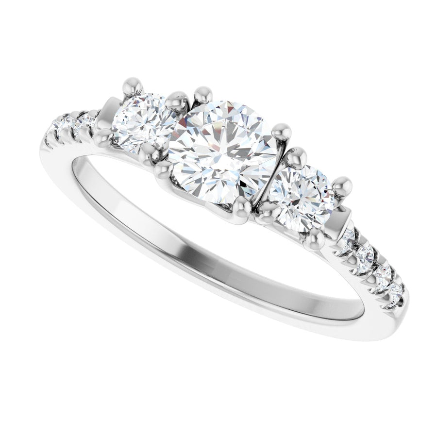Round Three-Stone Engagement Ring Semi-Mount - gallery - Series 123951