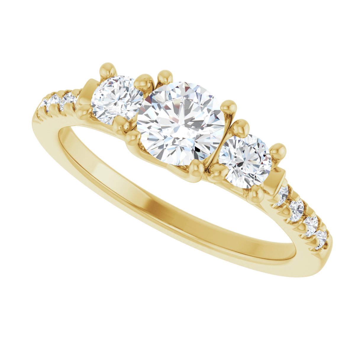 Round Three-Stone Engagement Ring Semi-Mount - gallery - Series 123951