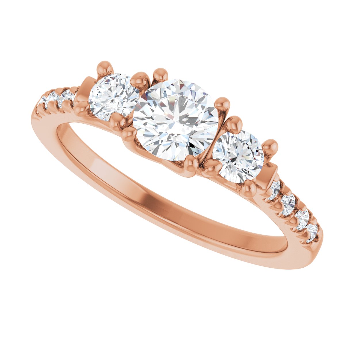 Round Three-Stone Engagement Ring Semi-Mount - gallery - Series 123951