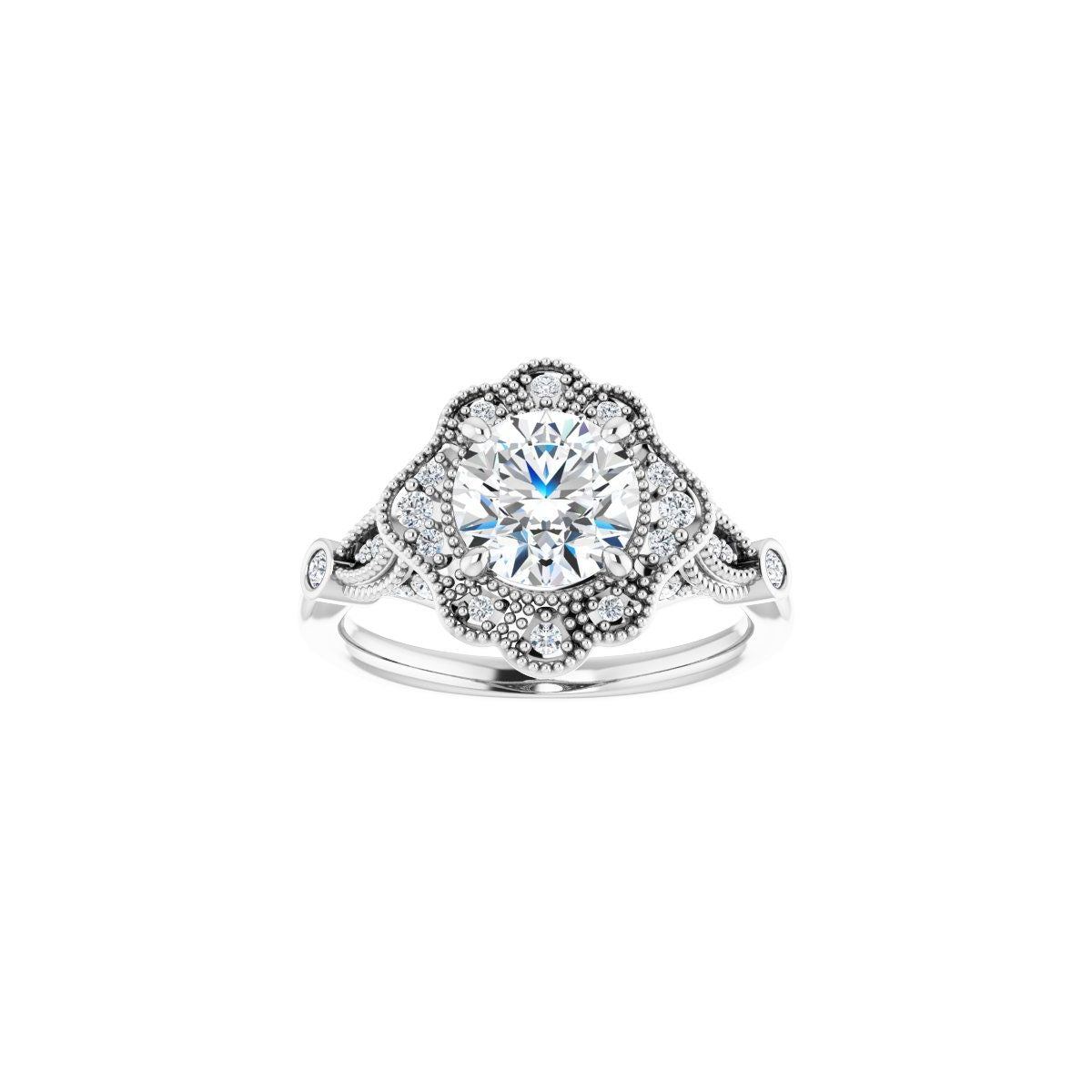 Round Halo-Style Engagement Ring Semi-Mount - gallery - Series 123884