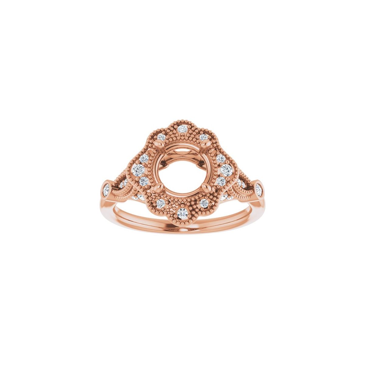 Round Halo-Style Engagement Ring Semi-Mount - gallery - Series 123884