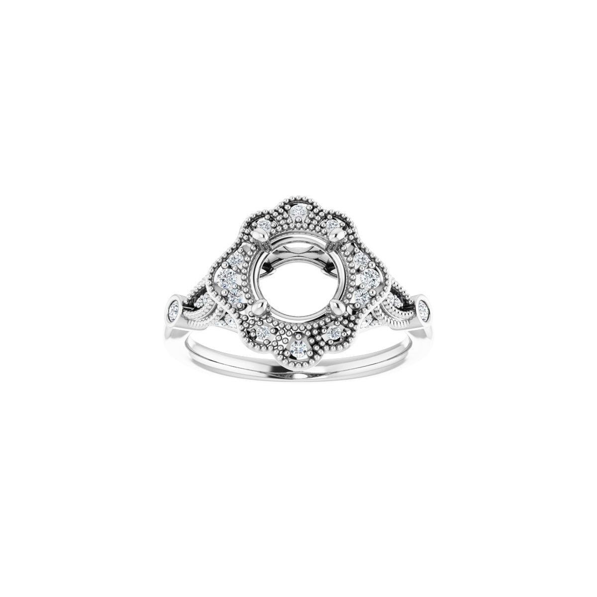 Round Halo-Style Engagement Ring Semi-Mount - gallery - Series 123884