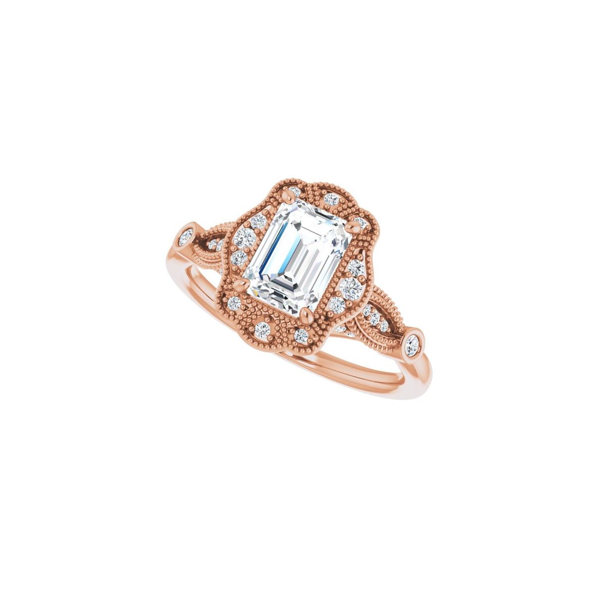 Emerald Halo-Style Engagement Ring Semi-Mount - gallery - Series 123884