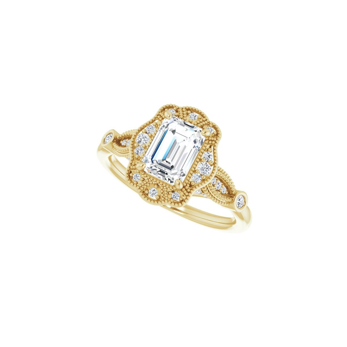 Emerald Halo-Style Engagement Ring Semi-Mount - gallery - Series 123884