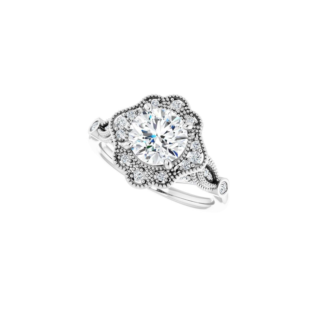 Round Halo-Style Engagement Ring Semi-Mount - gallery - Series 123884