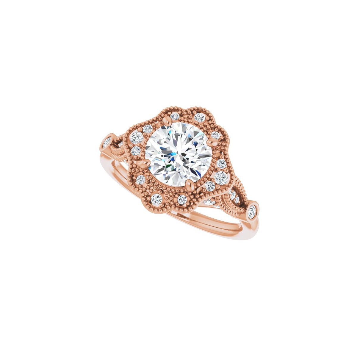 Round Halo-Style Engagement Ring Semi-Mount - gallery - Series 123884
