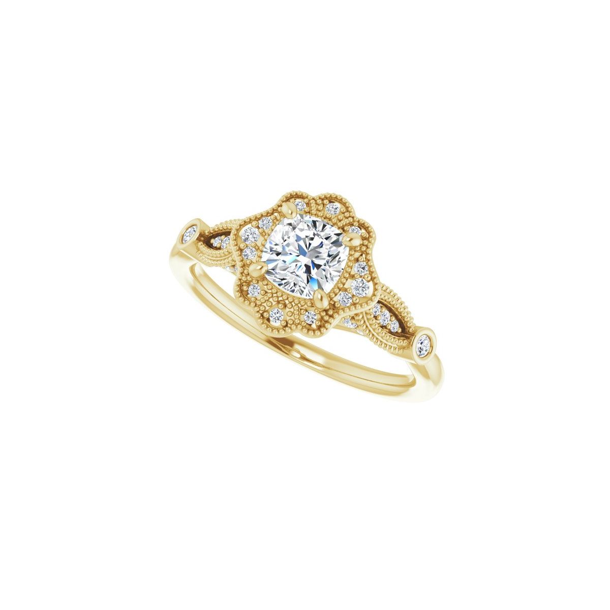 Cushion Halo-Style Engagement Ring Semi-Mount - gallery - Series 123884
