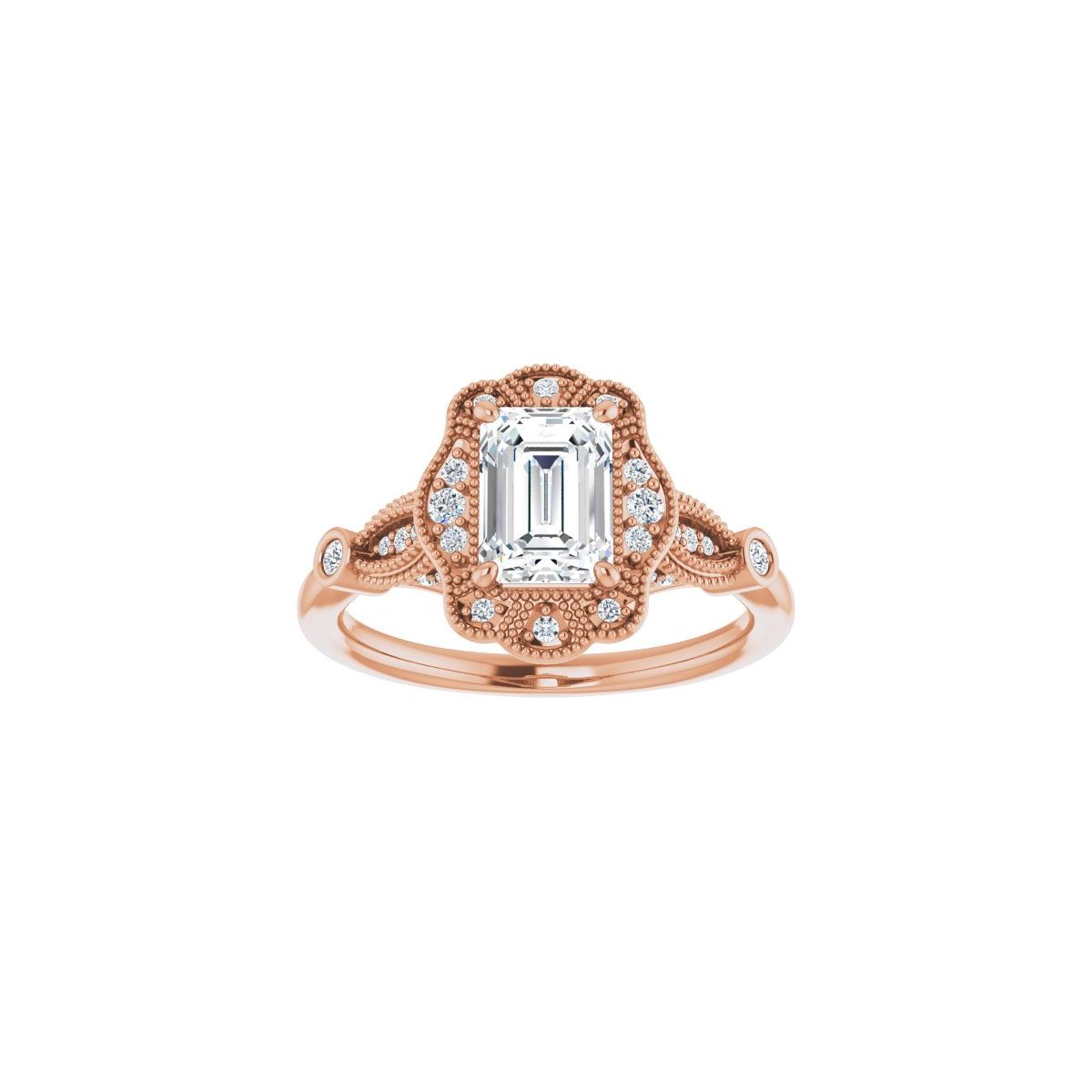 Emerald Halo-Style Engagement Ring Semi-Mount - gallery - Series 123884