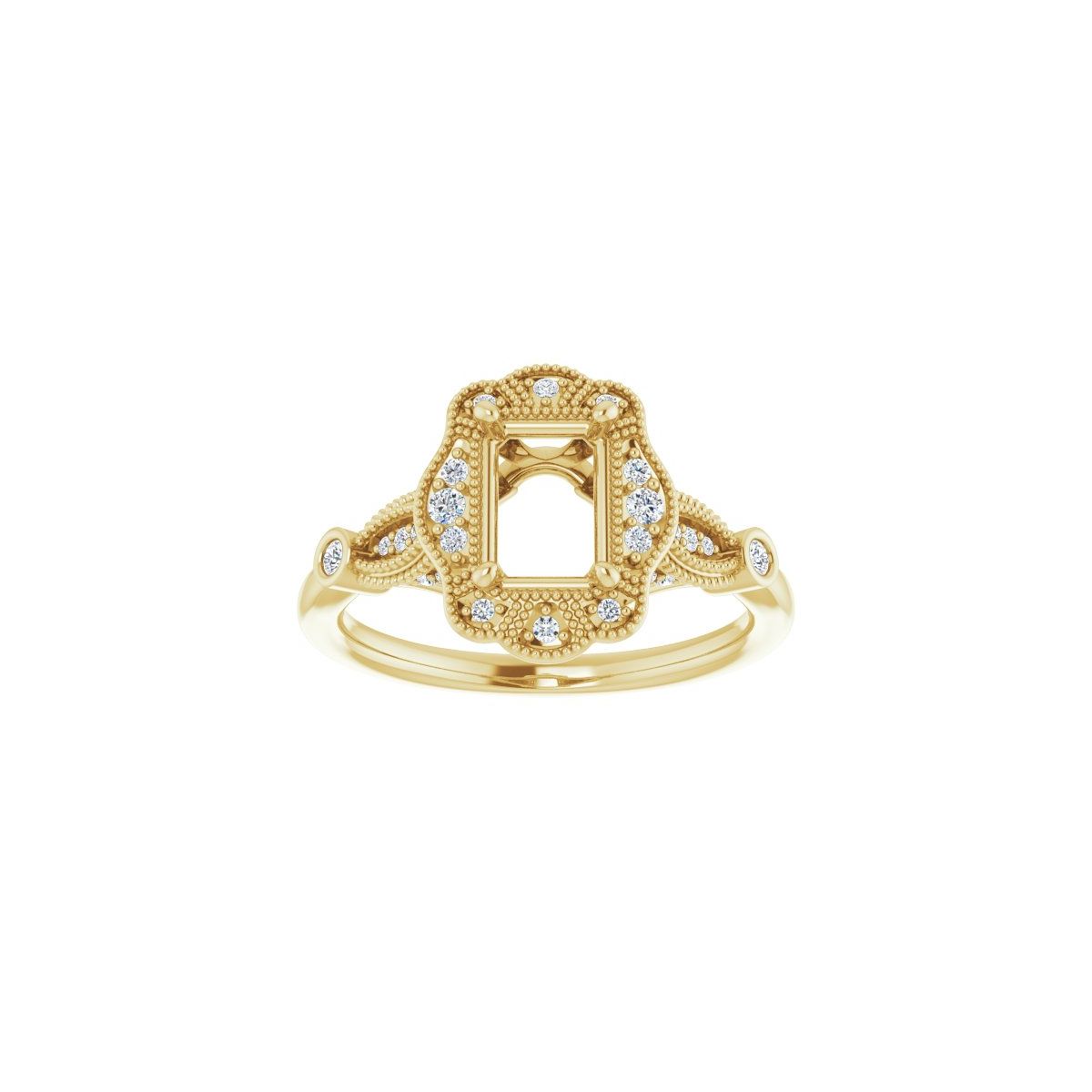 Emerald Halo-Style Engagement Ring Semi-Mount - gallery - Series 123884