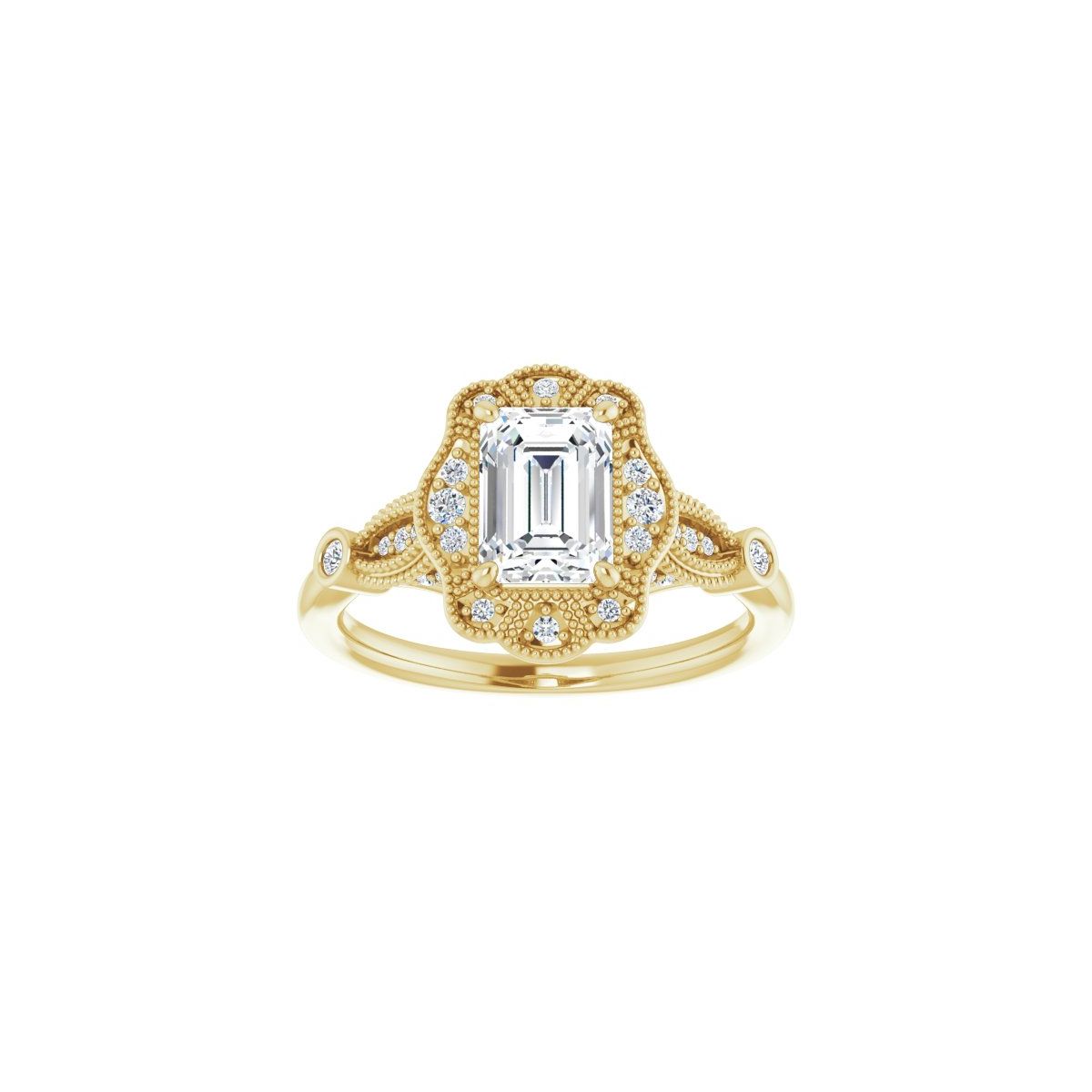 Emerald Halo-Style Engagement Ring Semi-Mount - gallery - Series 123884